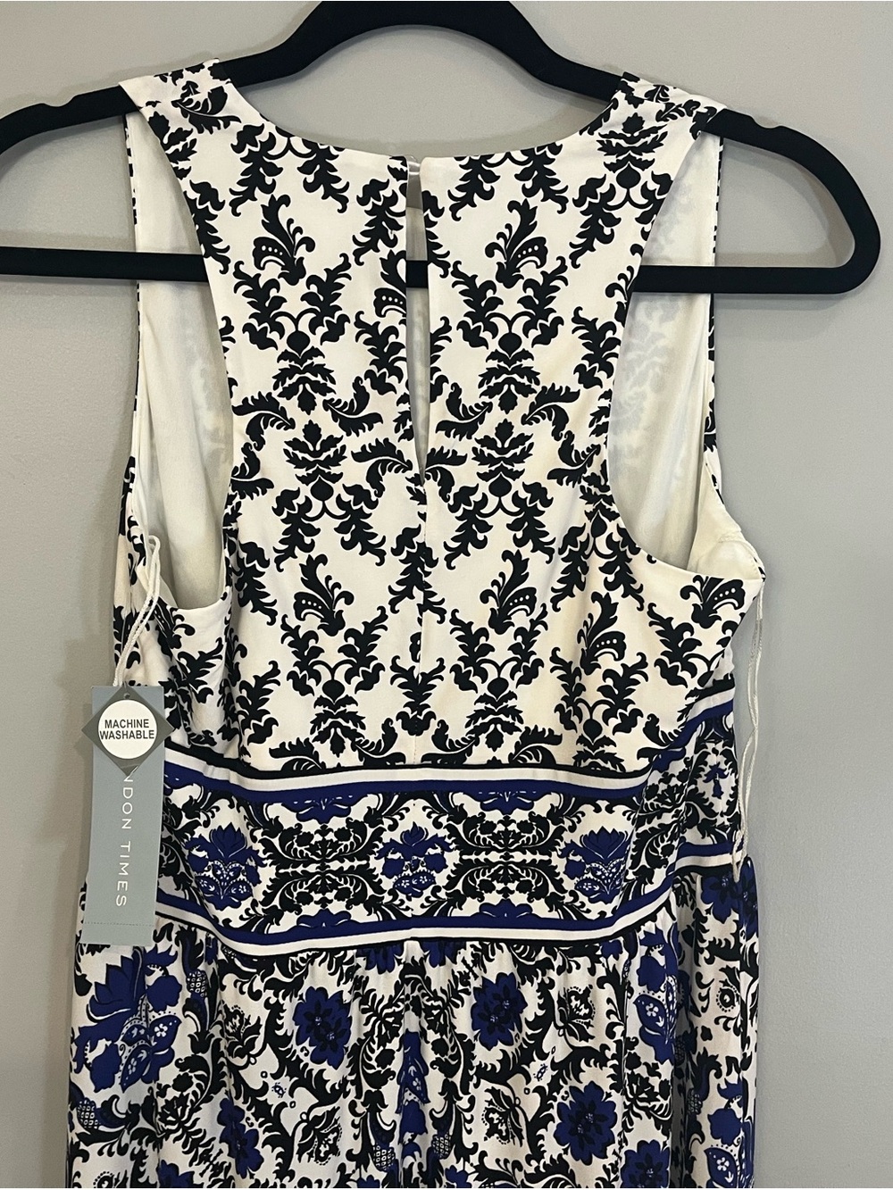 London Times White and Blue Printed Sleeveless Maxi Dress - Picture 4 of 8